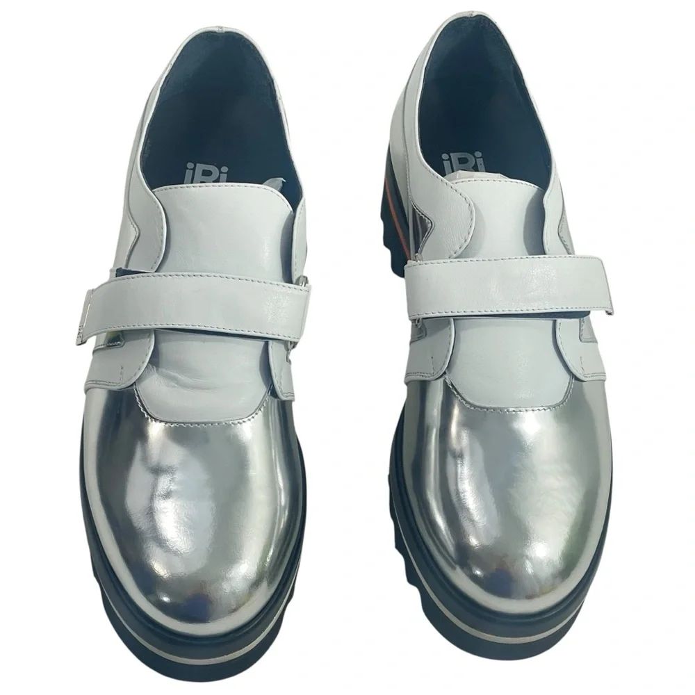 NIB iRi NYC DAAN Silver Leather Loafer Size EU‎ 41 Women's 11 Platform Shoes